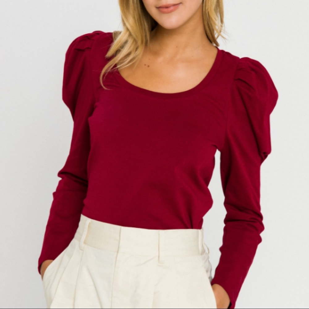 Pleated Sleeve T-shirt